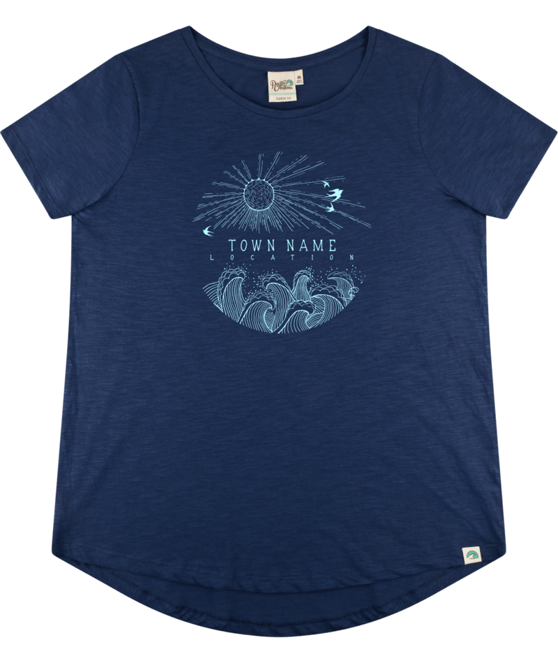 Pacific Creations Womens T Shirt Ocean Spray Large Indigo