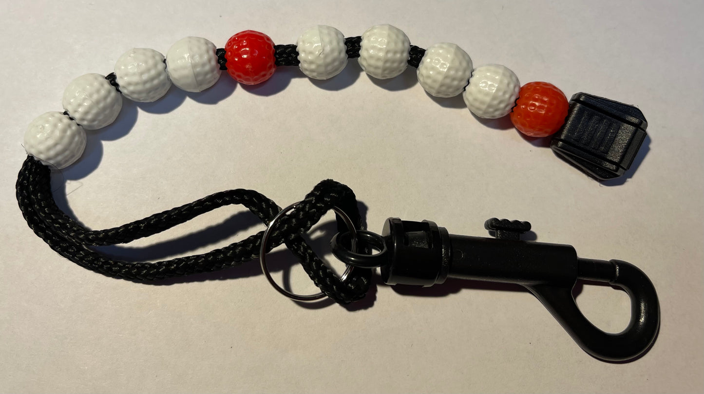 Golf Scoring Score Bead Stroke Counter Keeper with Keyring Chain White blue
