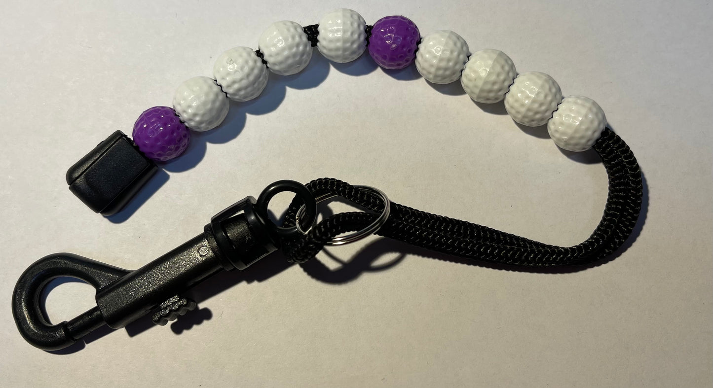 Golf Scoring Score Bead Stroke Counter Keeper with Keyring Chain White blue