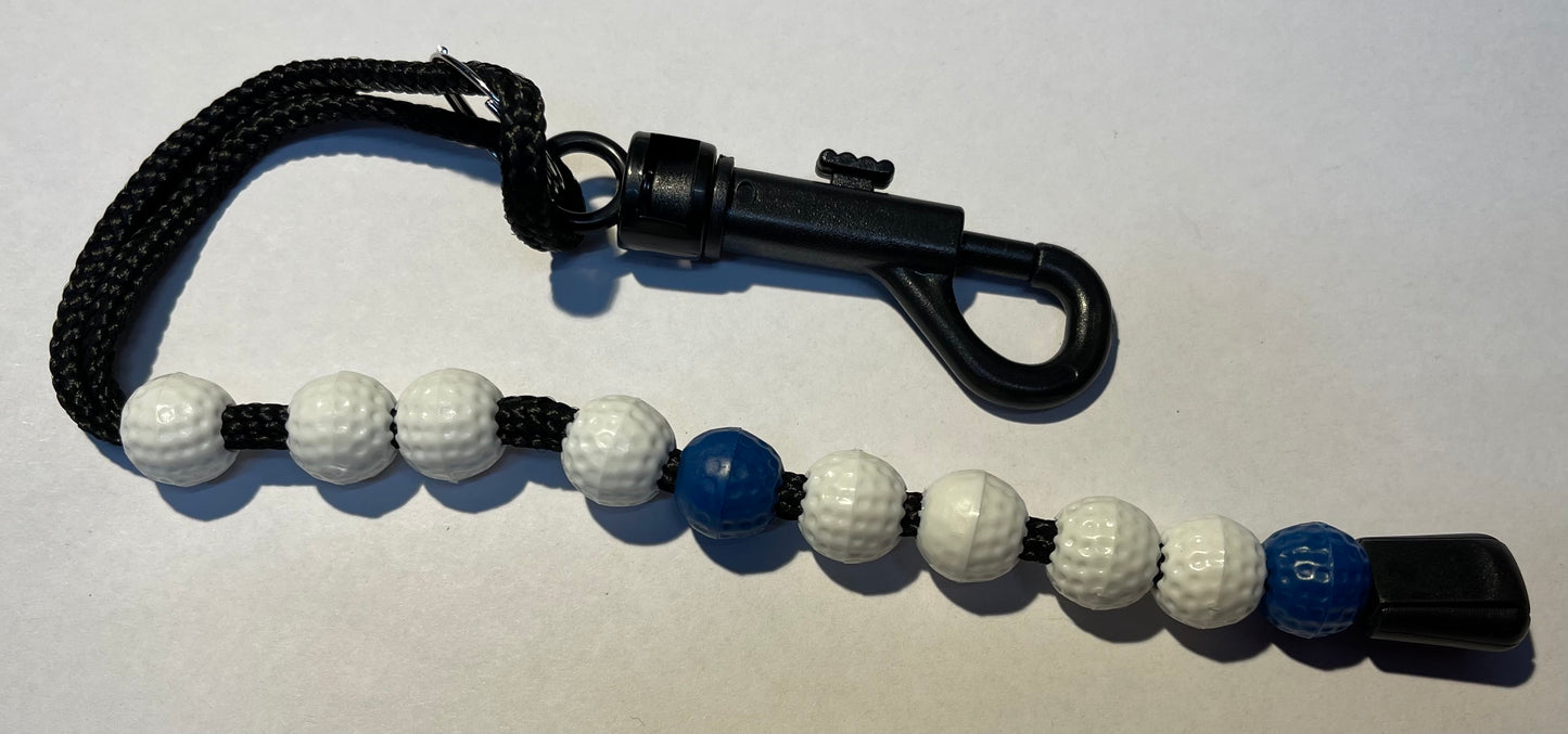 Golf Scoring Score Bead Stroke Counter Keeper with Keyring Chain White blue