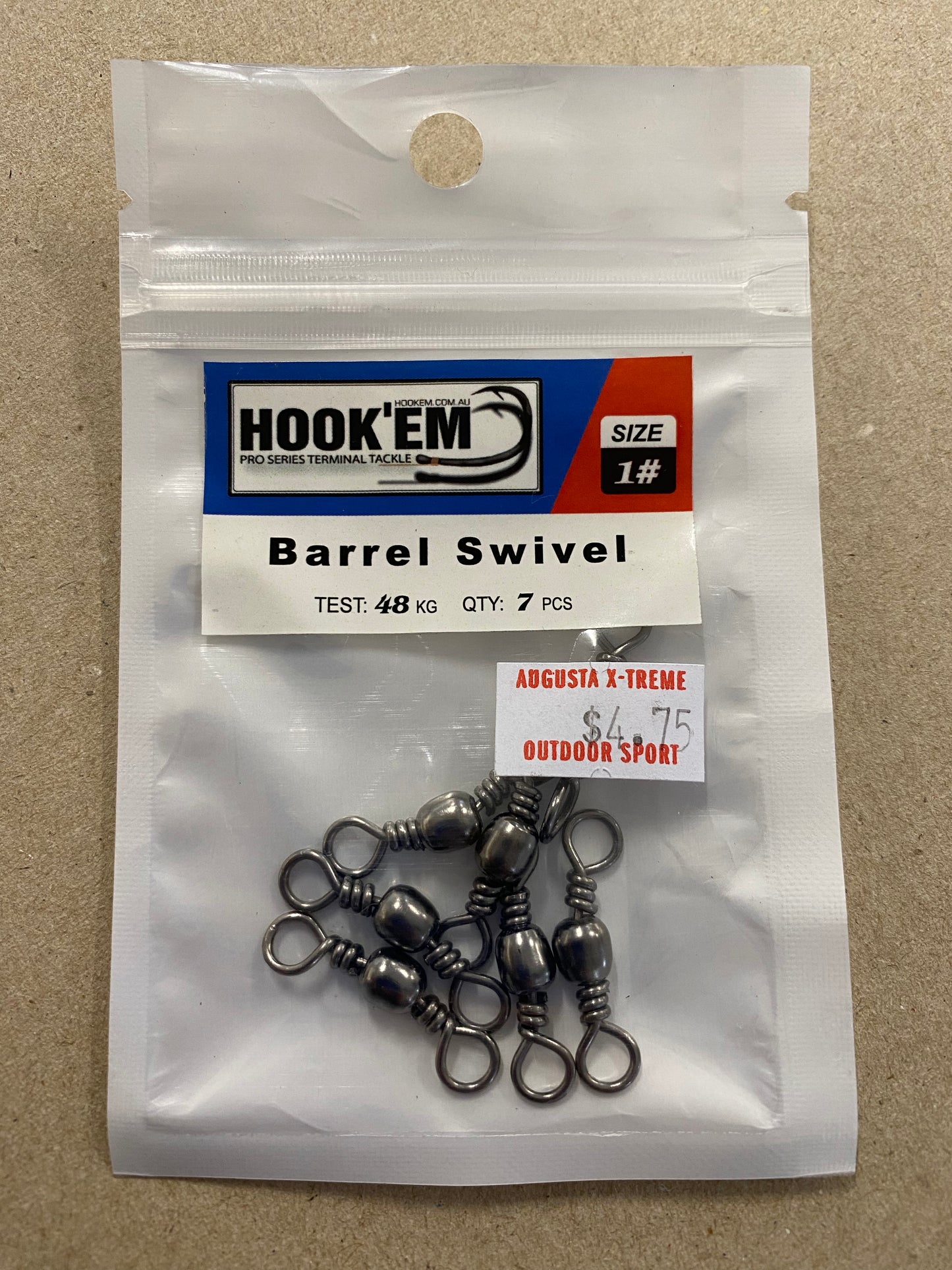 Hook'em Swivel Barrel Black Size 1 Qty 7