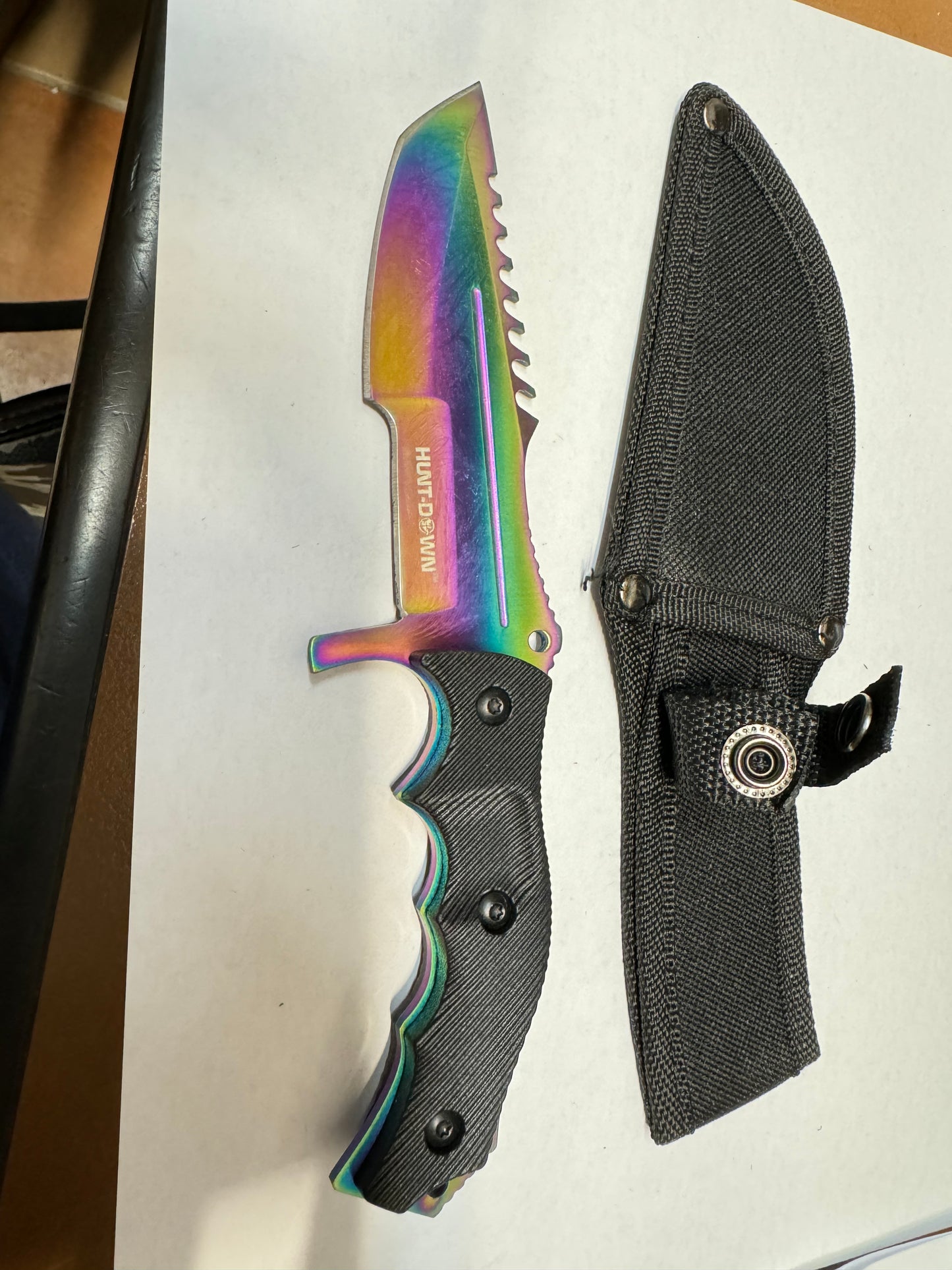 Hunt Down Fixed Rainbow Knife with Sheath