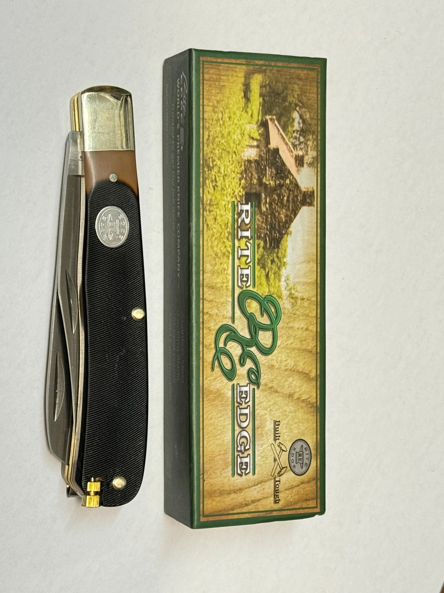 Rite Edge Stockman 2 Blade Folding Knife with Pick and Tweezers