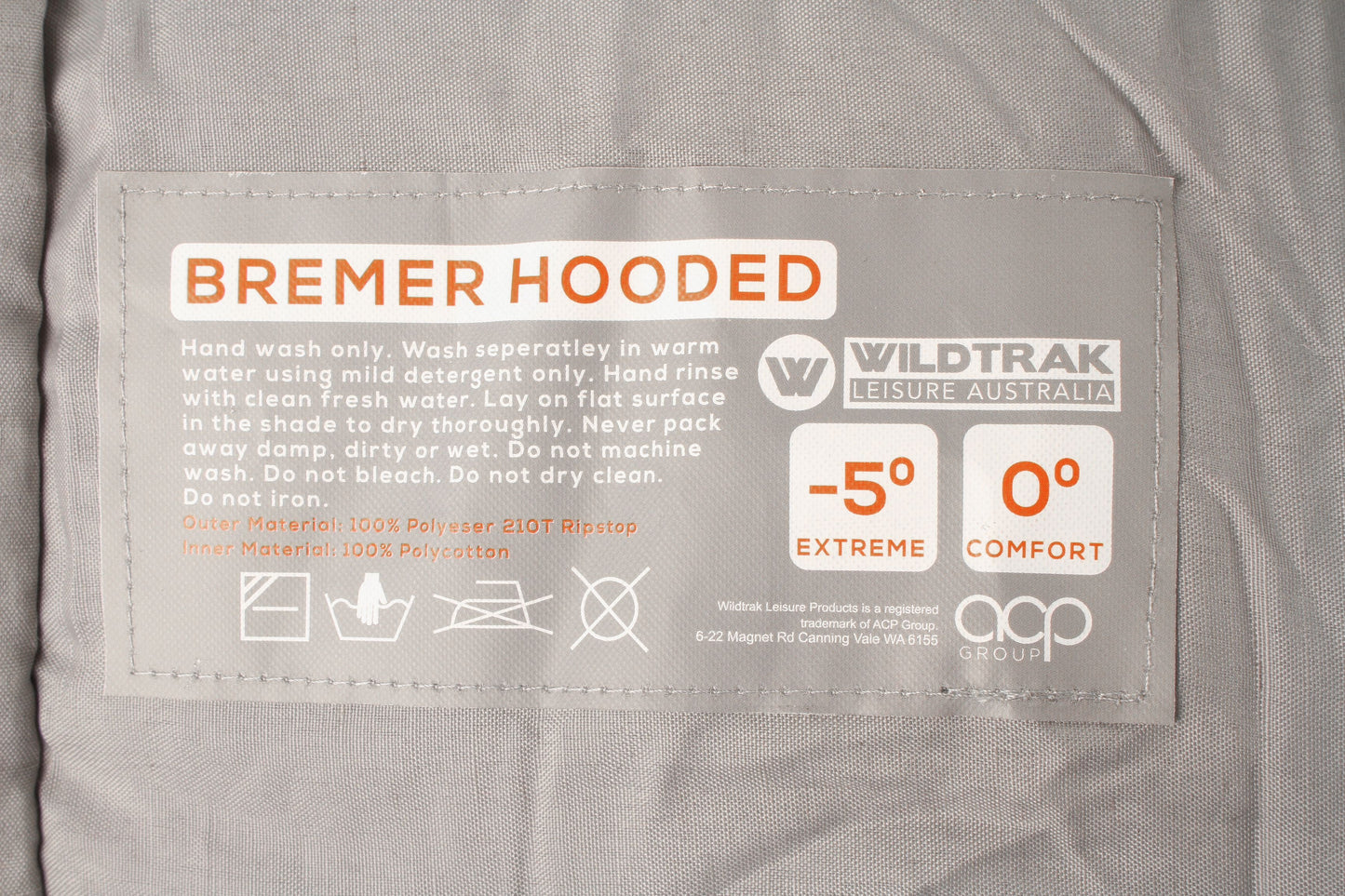 Wildtrak Bremer Hooded Sleeping Bag 220x80cm 0 to -5C