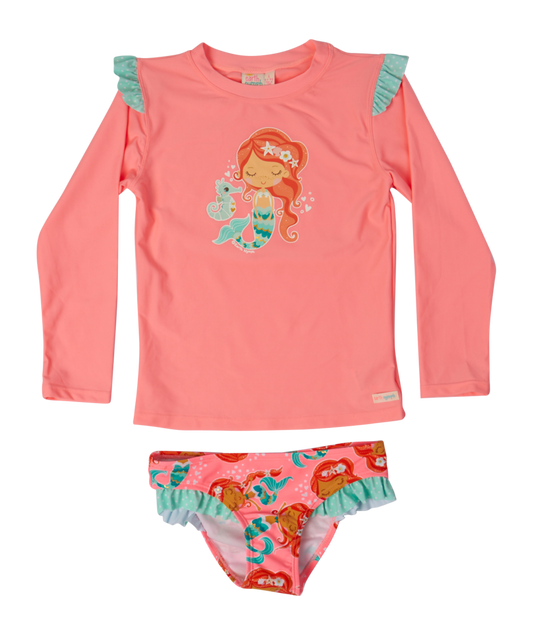 Kids Wetshirt Set Under The Sea Mermaid Coral 2-3