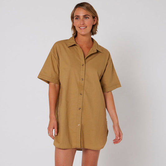 Ocean + Earth Linen Shirt Dress