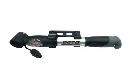 Beto 2 Way Alloy Mini Pump with Gauge Presta/Schrader