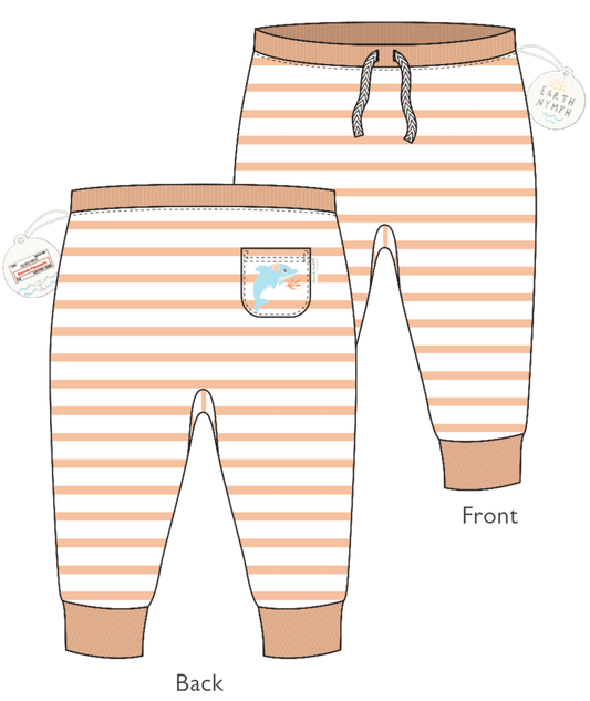 Earth Nymph Baby Girls Jogger Pants Summer Dolphin 6-12 Months White/Coral