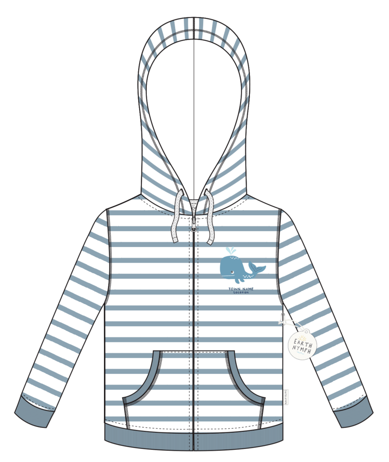 Earth Nymph Baby Boys Whale Hoody 1 White/Blue