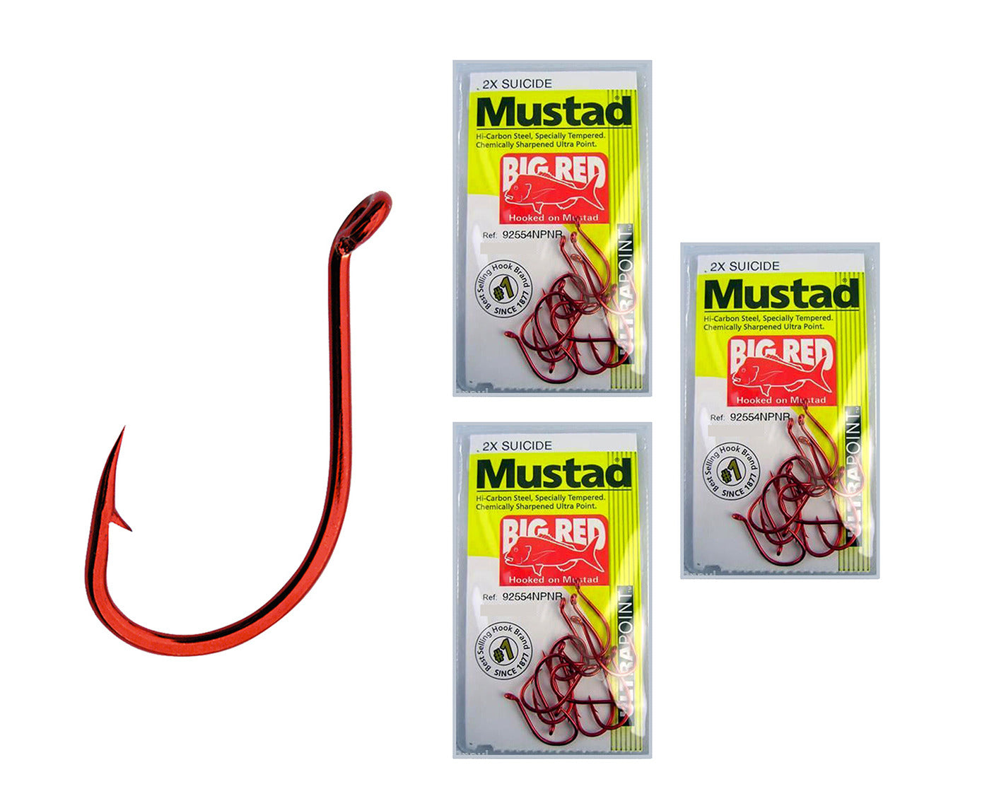 Mustad Big Red Suicide Hooks (Carded)