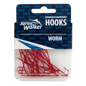 JW Chemically Sharpened Worm Hooks Size 2/0 Qty 50