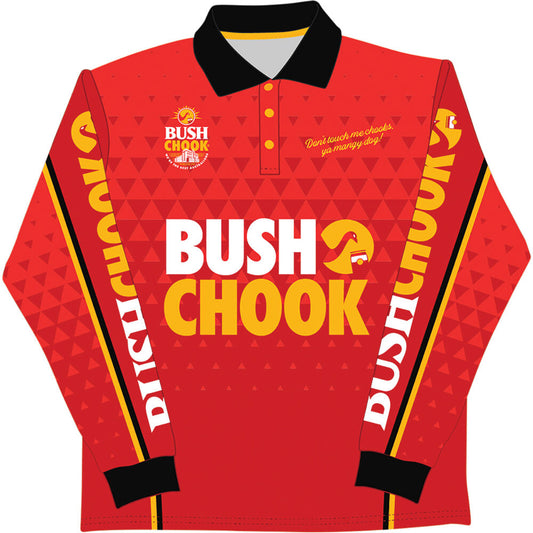 Bush Chook Fishing Shirt Bright Red