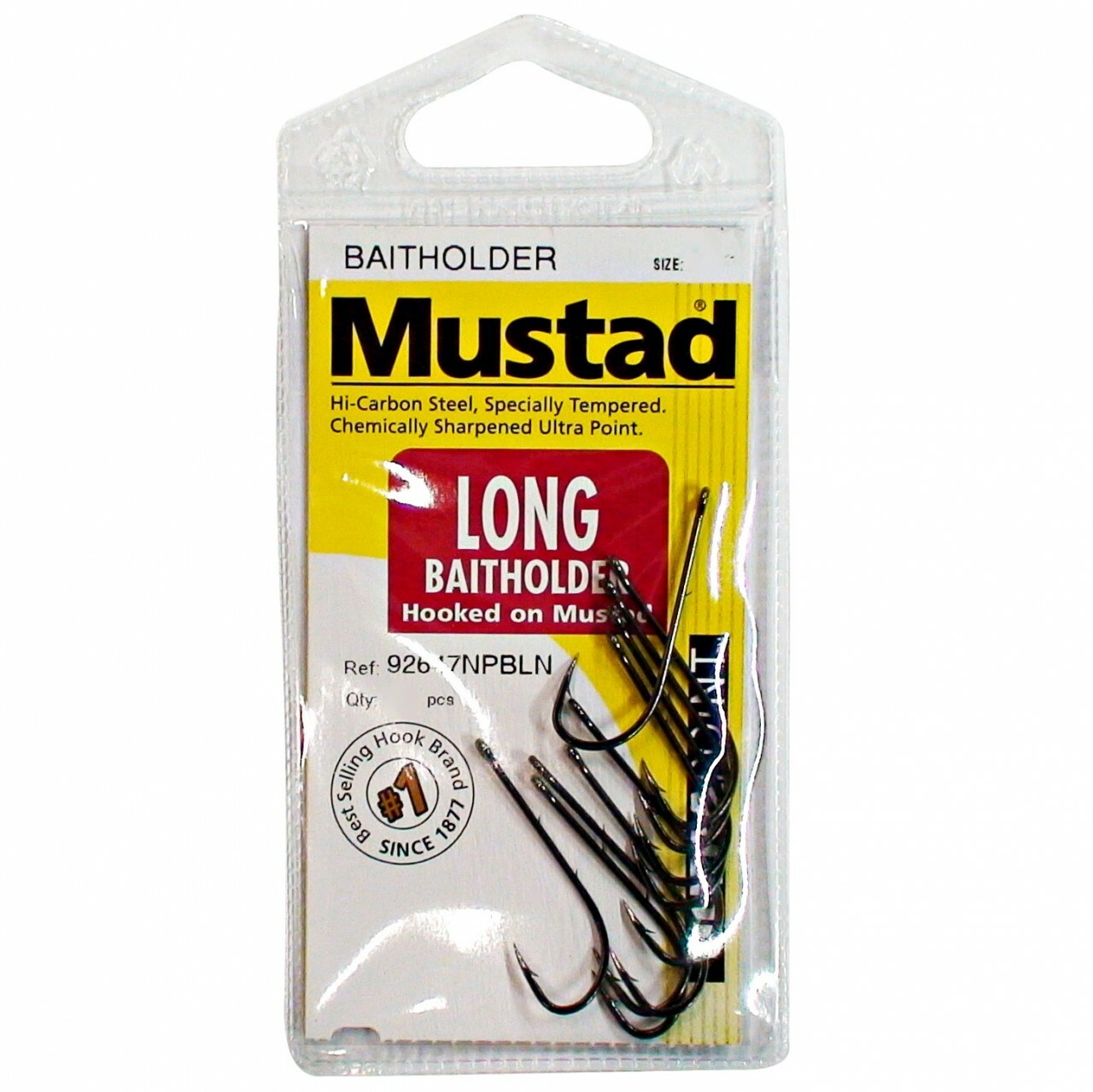 Mustad Long Baitholder Hooks Chrome (Carded)