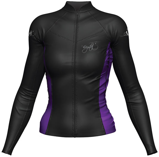Crystal Ladies Water Sport Top Zip Top Long Sleeve