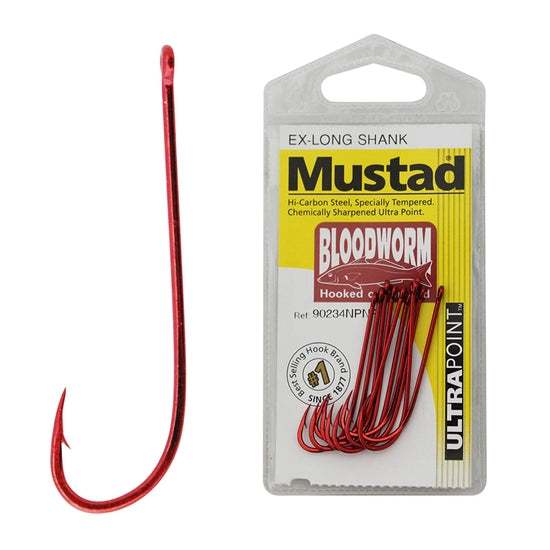 Mustad Hook Bloodworm Ex-Long Shank (Carded)
