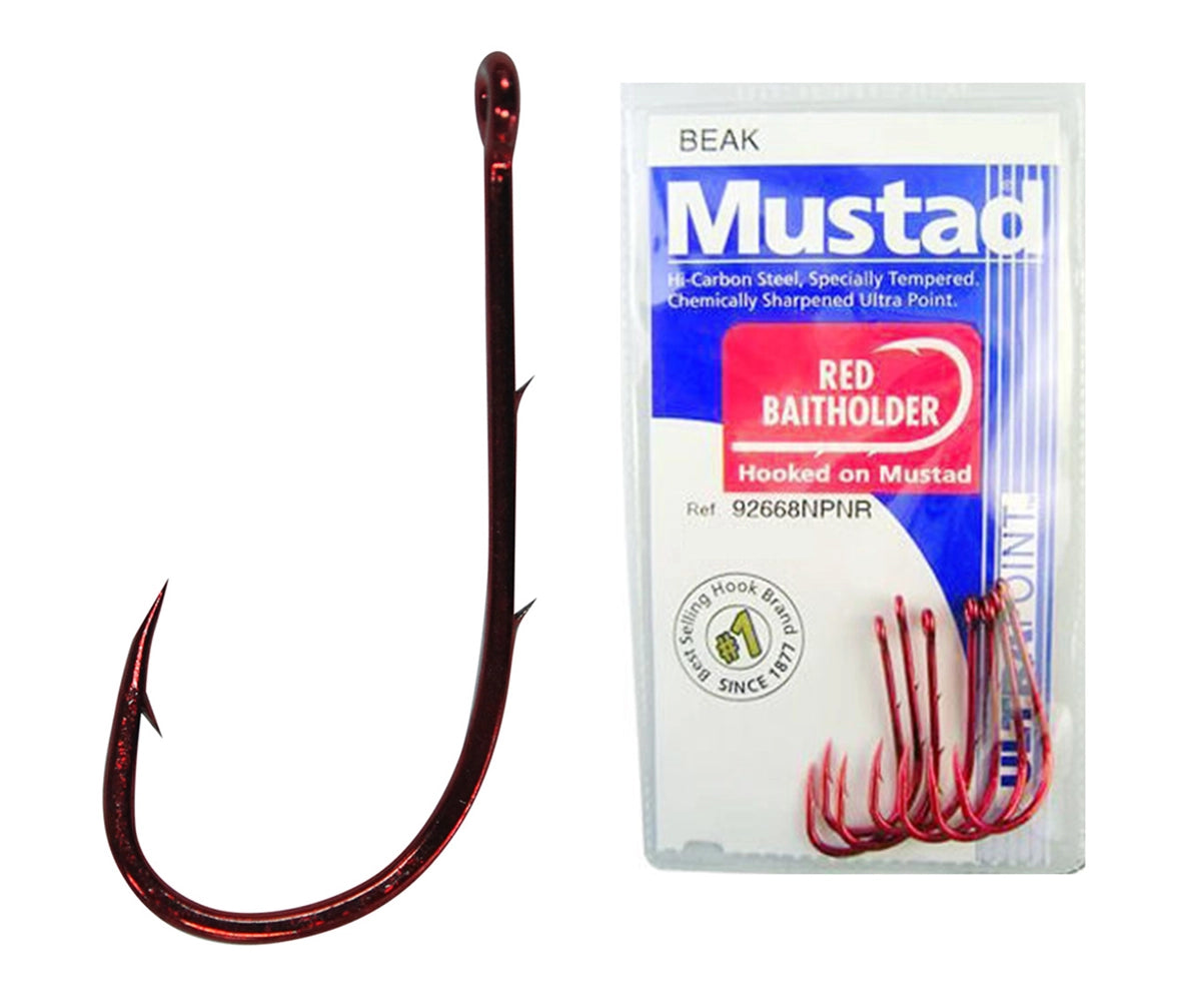 Mustad Red Baitholder Beak Hooks (Carded)