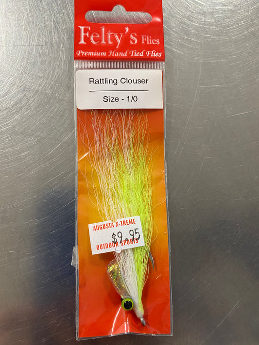 Felty's Flies Rattling Clouser White/Chartreuse 1/0