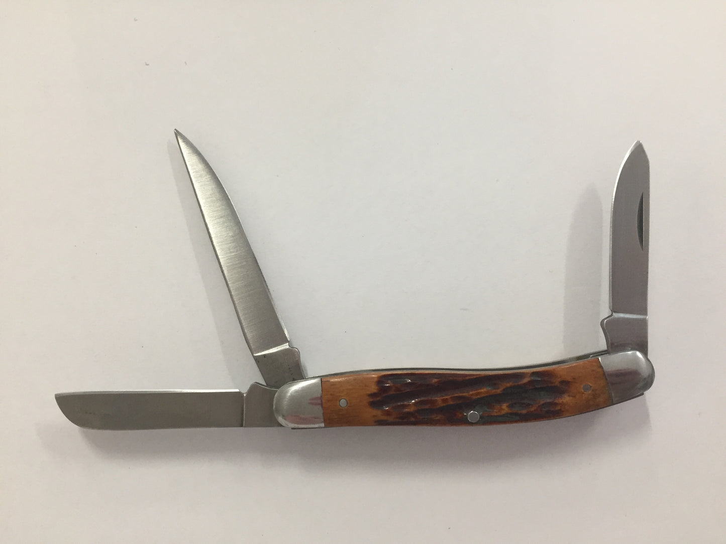 Roper Knives Stockman Carved Wood Pocket Knife