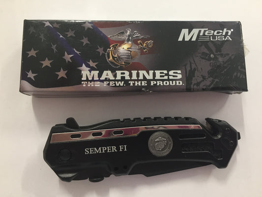 MTech Marines Knife Semper Fi Black M017H