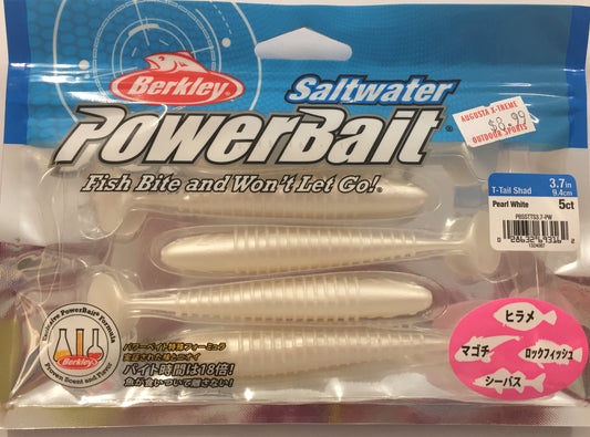 Powerbait T Tail Shad Pearl White 3.7in/9.4cm