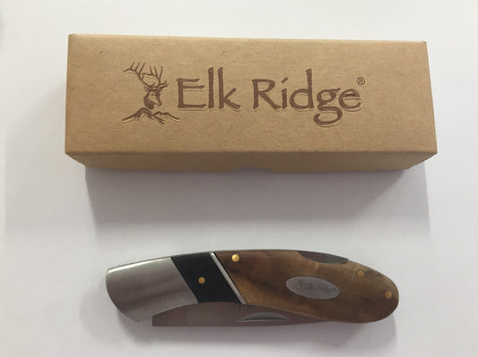 Elk Ridge Deer Scene Wood Pocket Knife