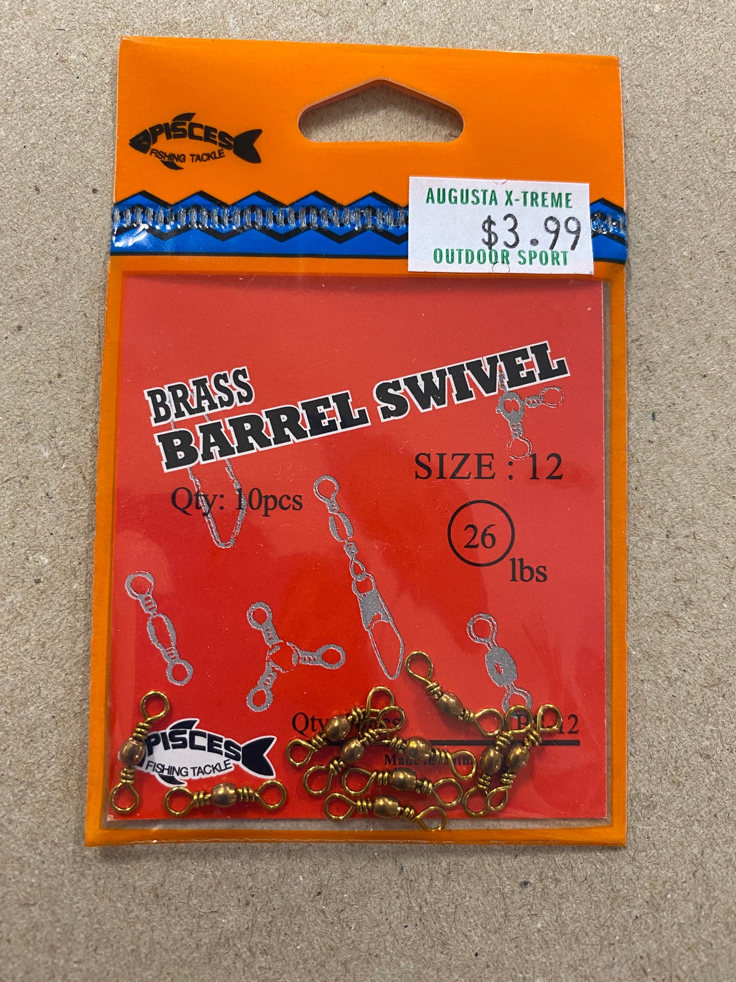 Pisces Swivel Brass Barrel Size 12 Qty 10