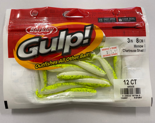 LURE GULP 3'' MINNOW SHAD CHARTREUSE